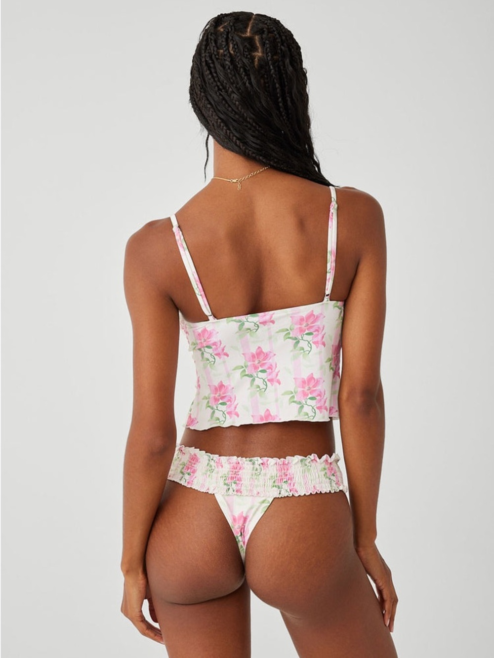 Floral Tie-Front Bralette & Bikini Set - Pink Floral - Picture 3 of 8